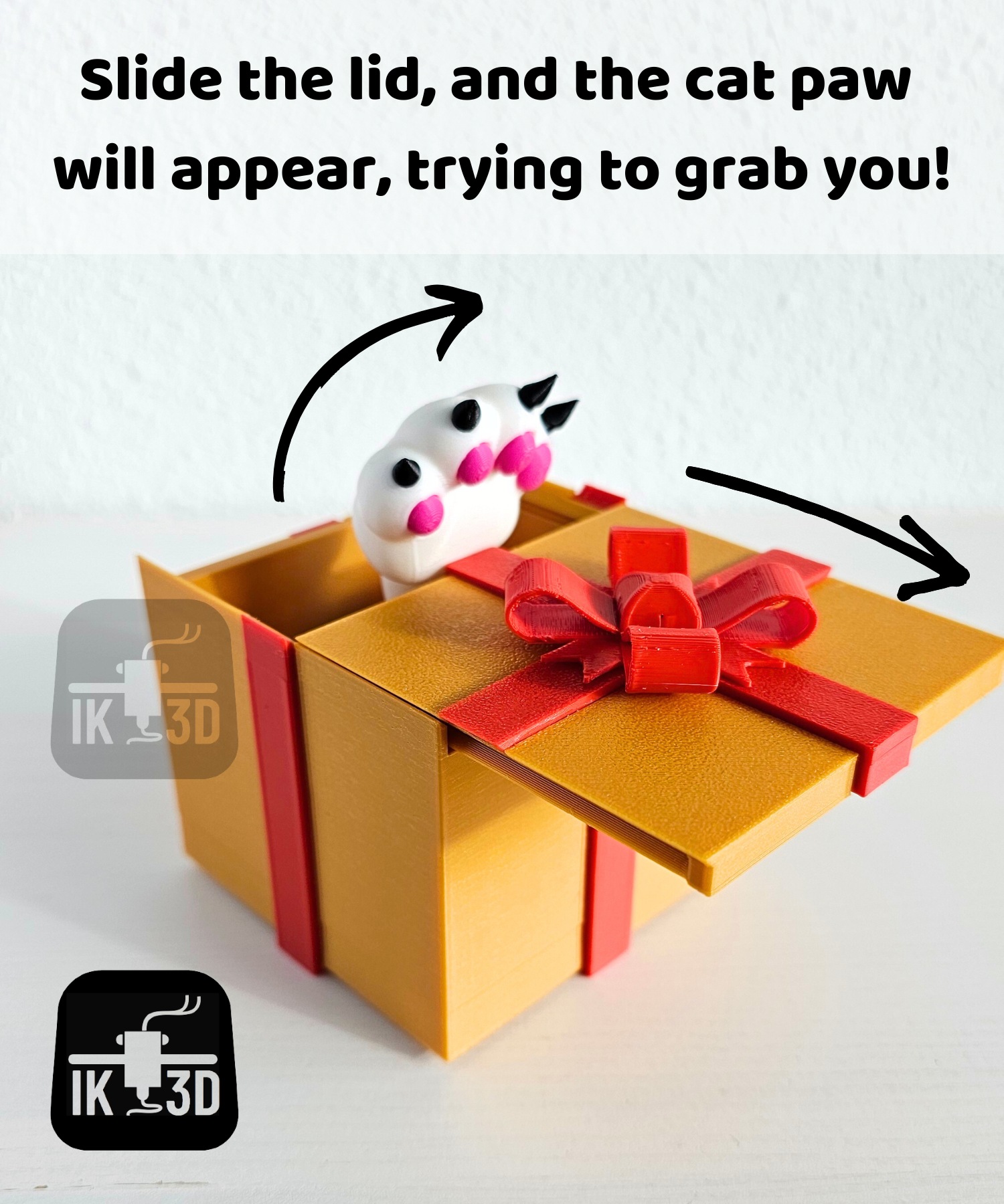 Surprise Gift Box - Cat Paw / Multiparts 3D STL Model — view 6