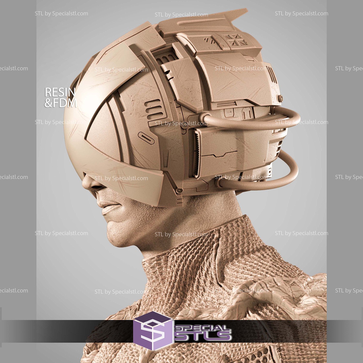 Professor X Helmet Portrait Bust 3D Printer Files STL Model — view 2