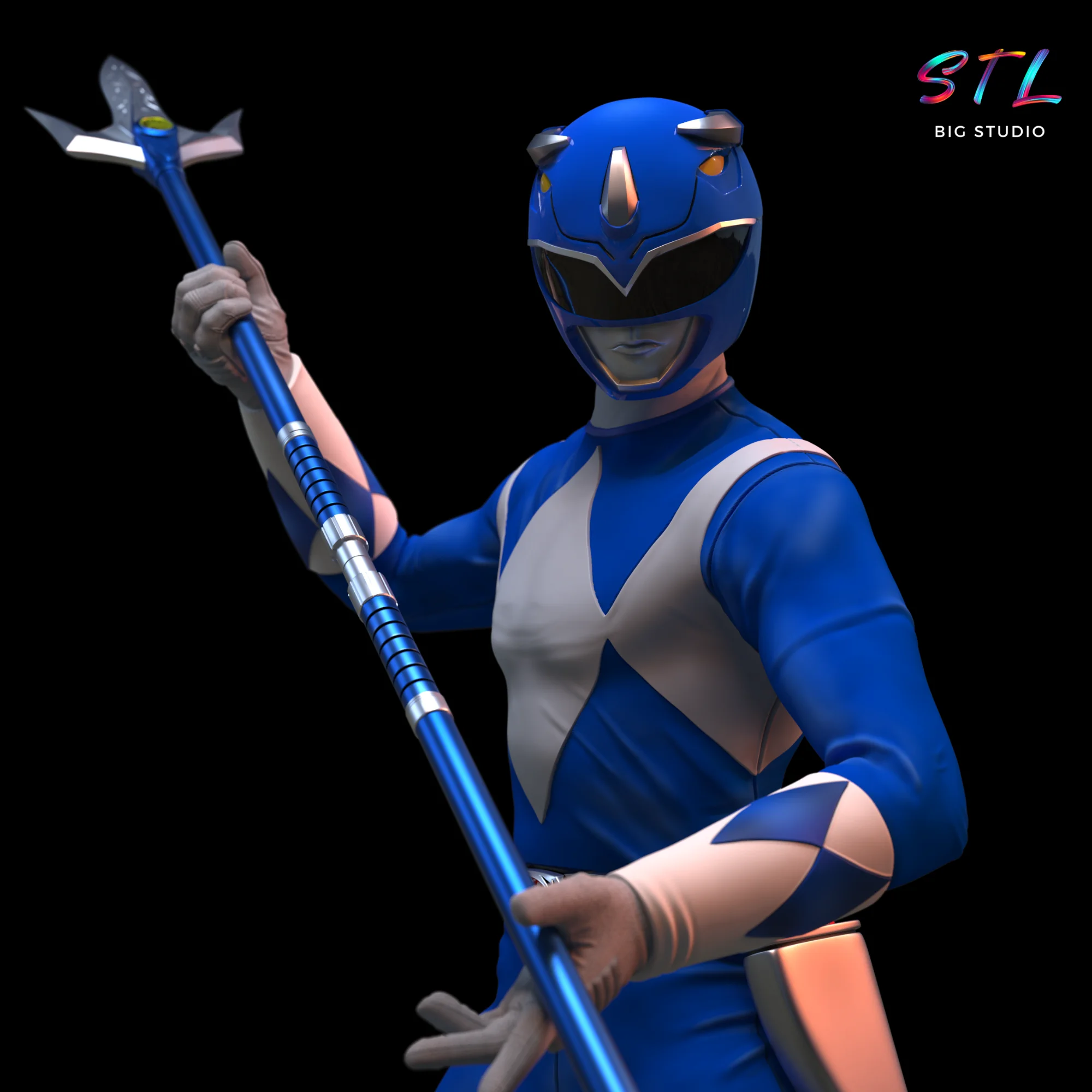 Blue Power Ranger STL | 3D Printable Figure Model — view 4