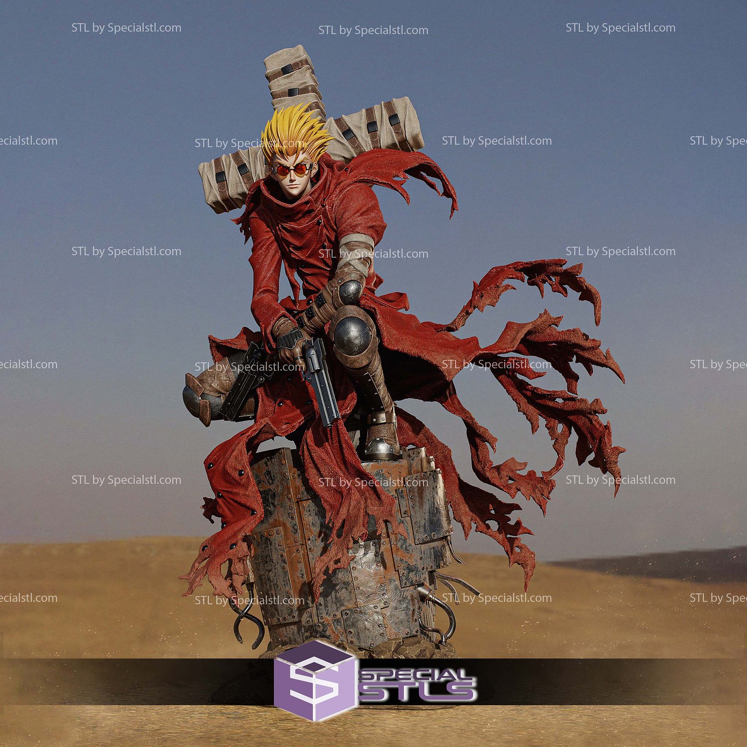 Vash the Stampede Cross 3D Printer Files STL Model — view 4