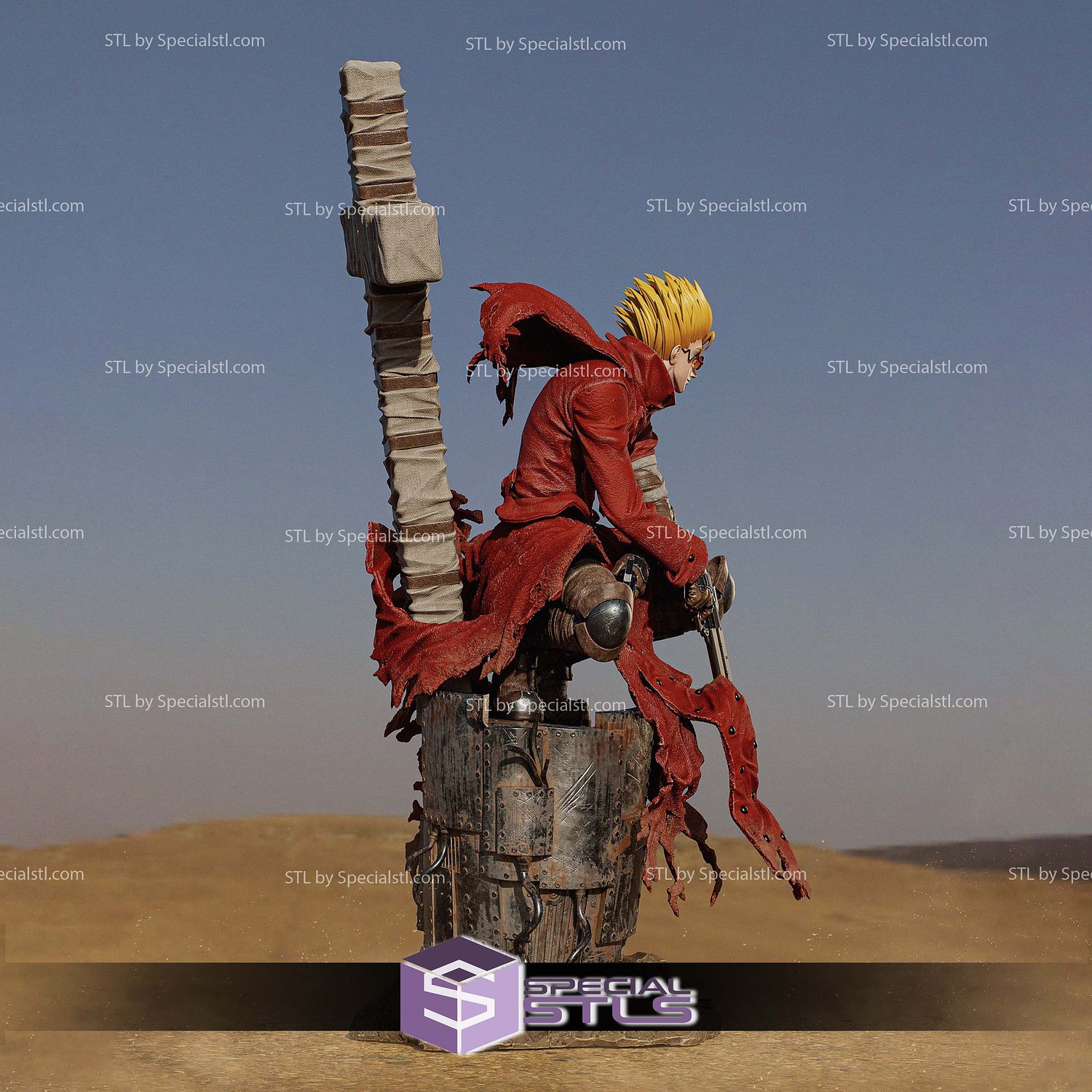 Vash the Stampede Cross 3D Printer Files STL Model — view 5