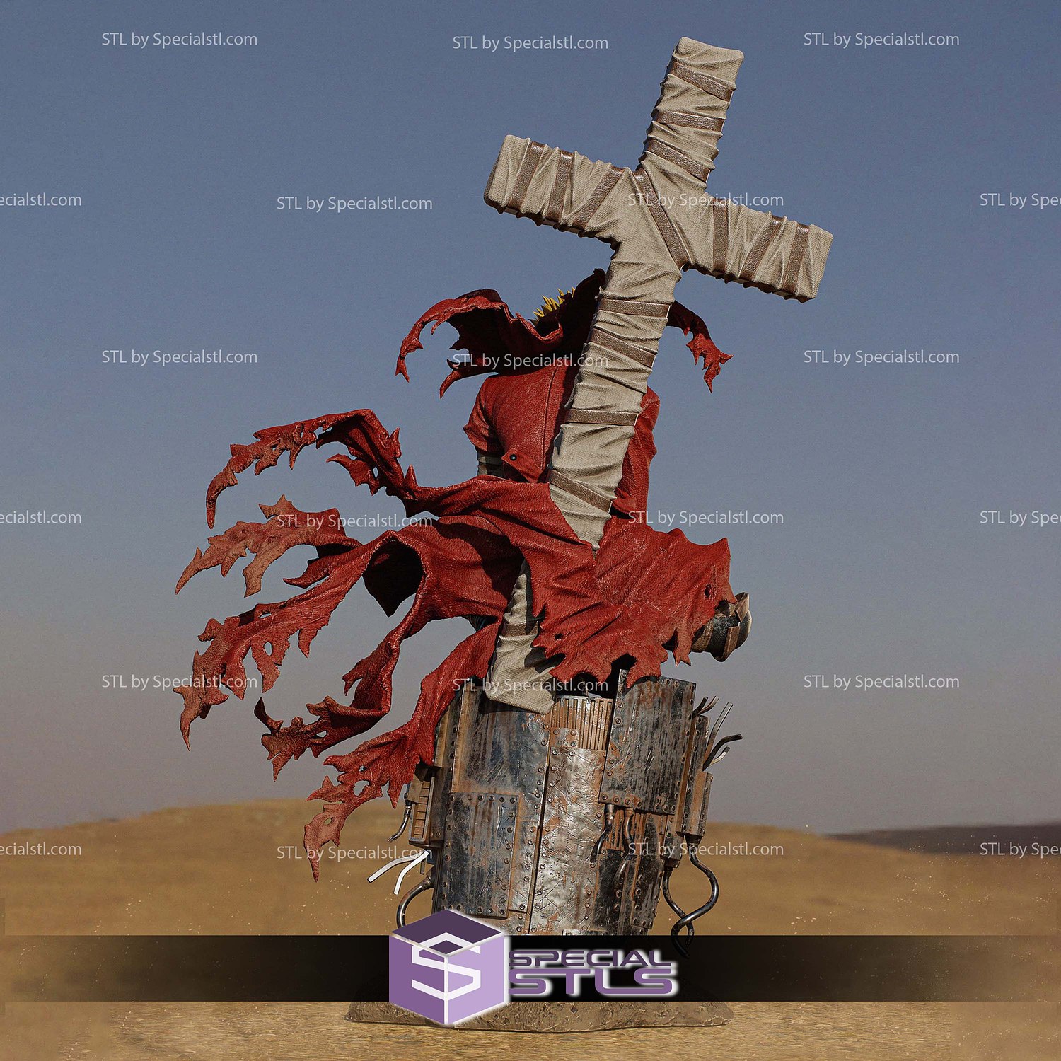 Vash the Stampede Cross 3D Printer Files STL Model — view 6