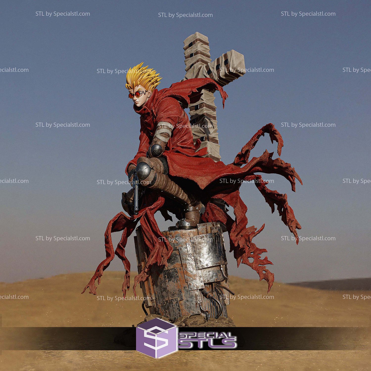 Vash the Stampede Cross 3D Printer Files STL Model — view 7