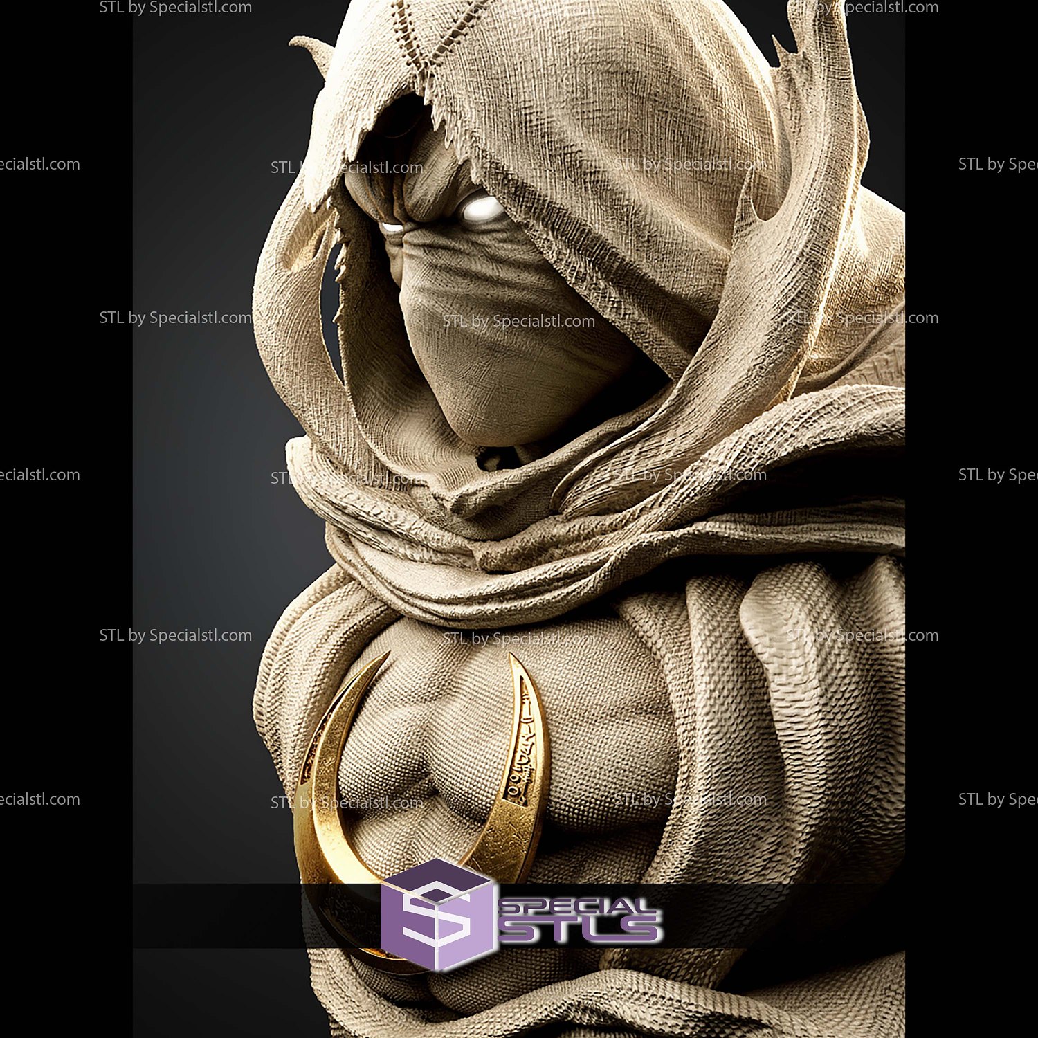 Moon Knight Portrait Bust 271mm 2026 STL Files 3D Model — view 2