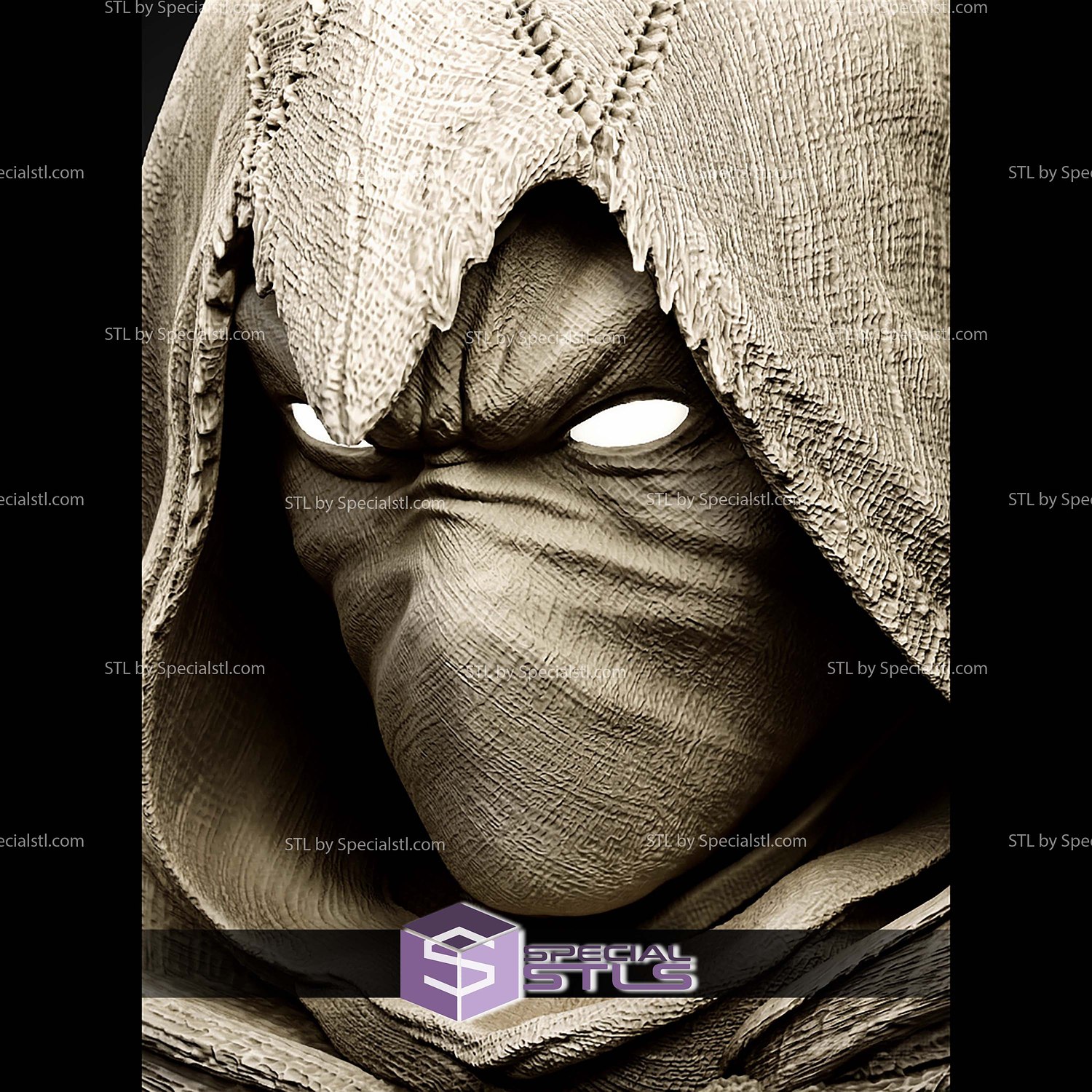 Moon Knight Portrait Bust 271mm 2026 STL Files 3D Model — view 3