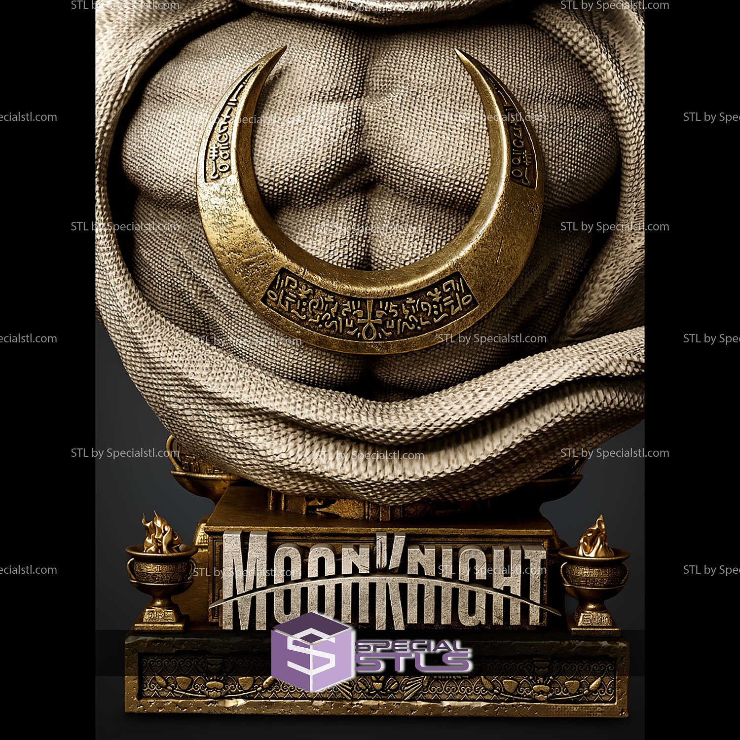 Moon Knight Portrait Bust 271mm 2026 STL Files 3D Model — view 5