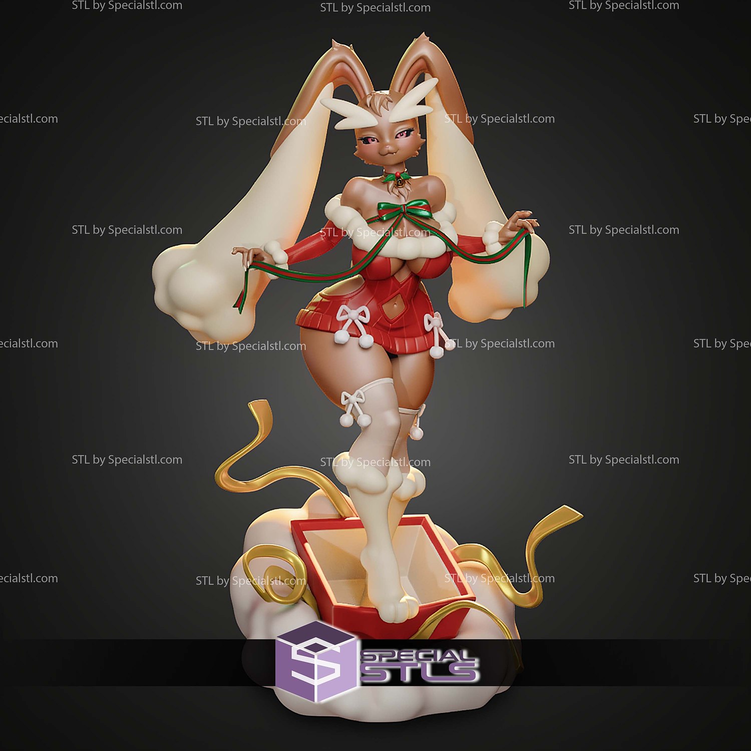 Christmas Lopunny 240mm STL Files 3D Model — view 4