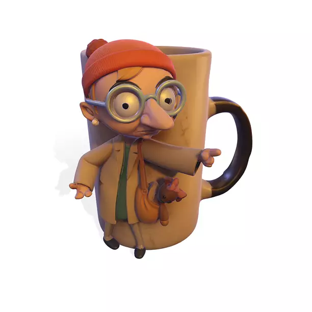 Stylized Character Mug PBR 3D PNG Model