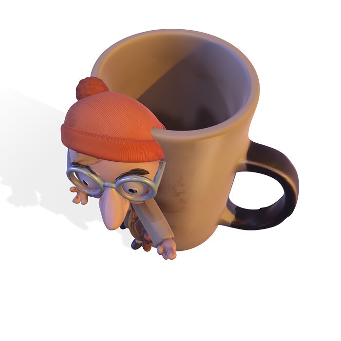 Stylized Character Mug PBR 3D PNG Model — view 3