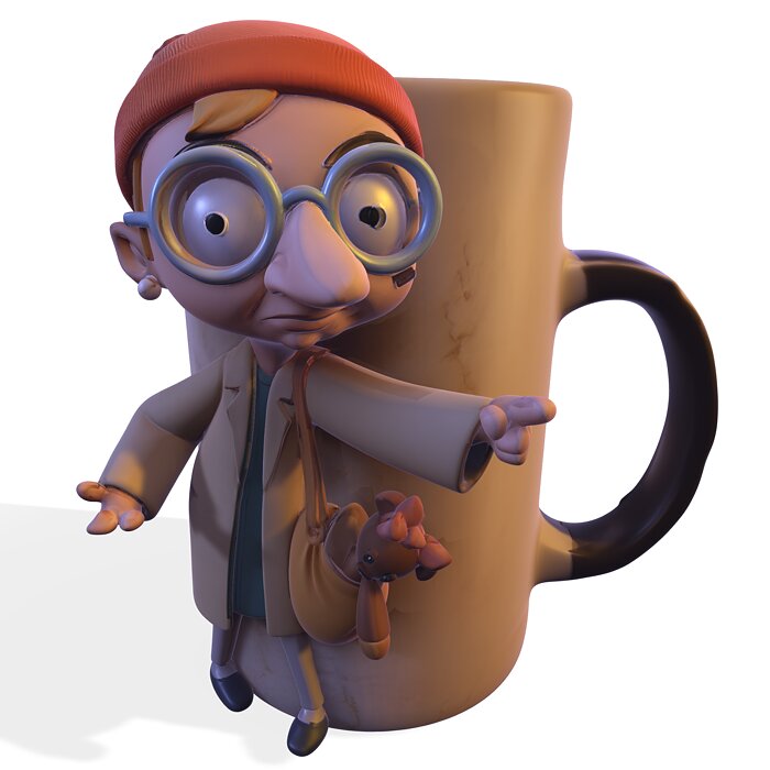 Stylized Character Mug PBR 3D PNG Model — view 6