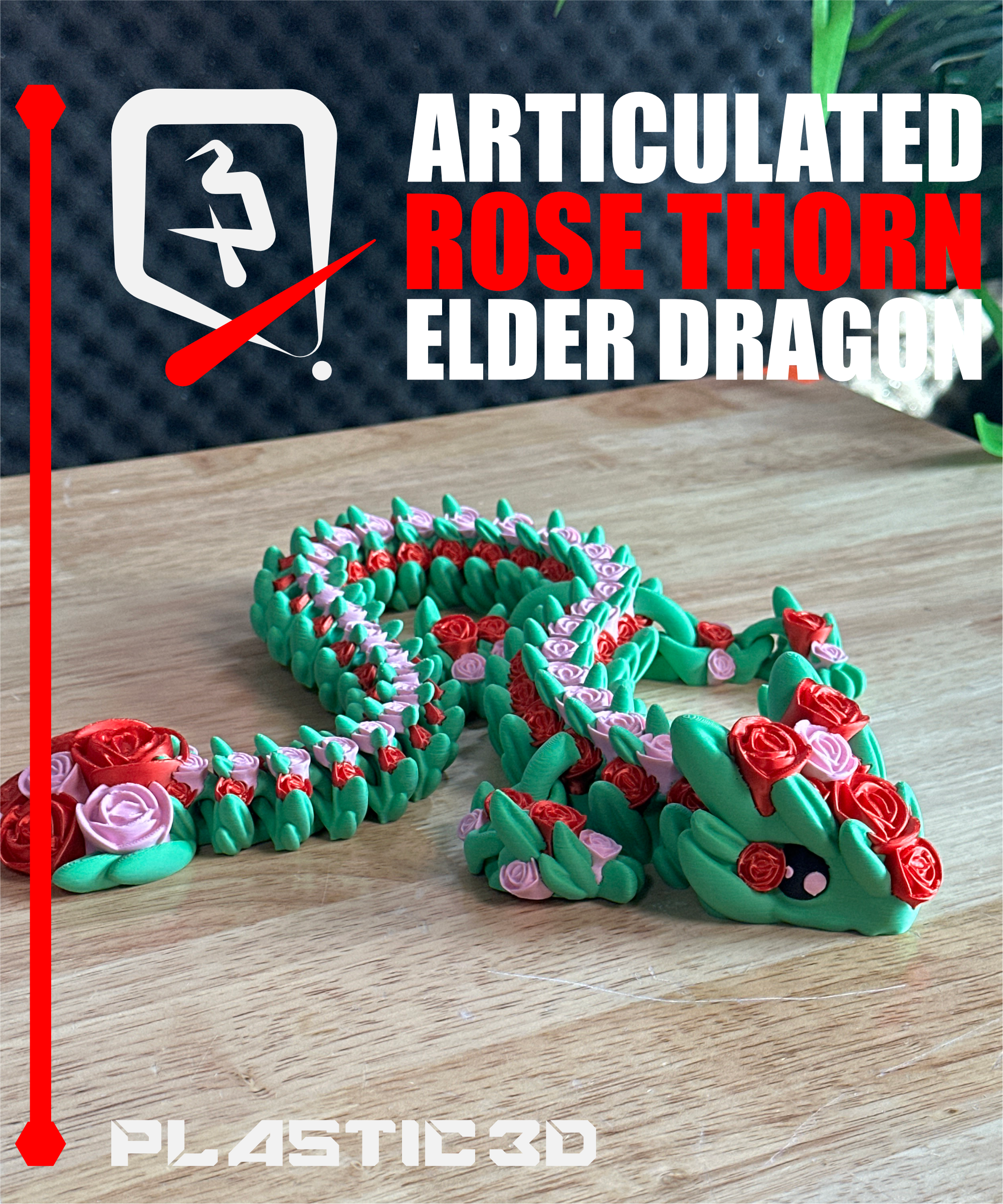 Elder Articulated Rose Dragon — The Flora Guardians 3D 3MF Model — view 3
