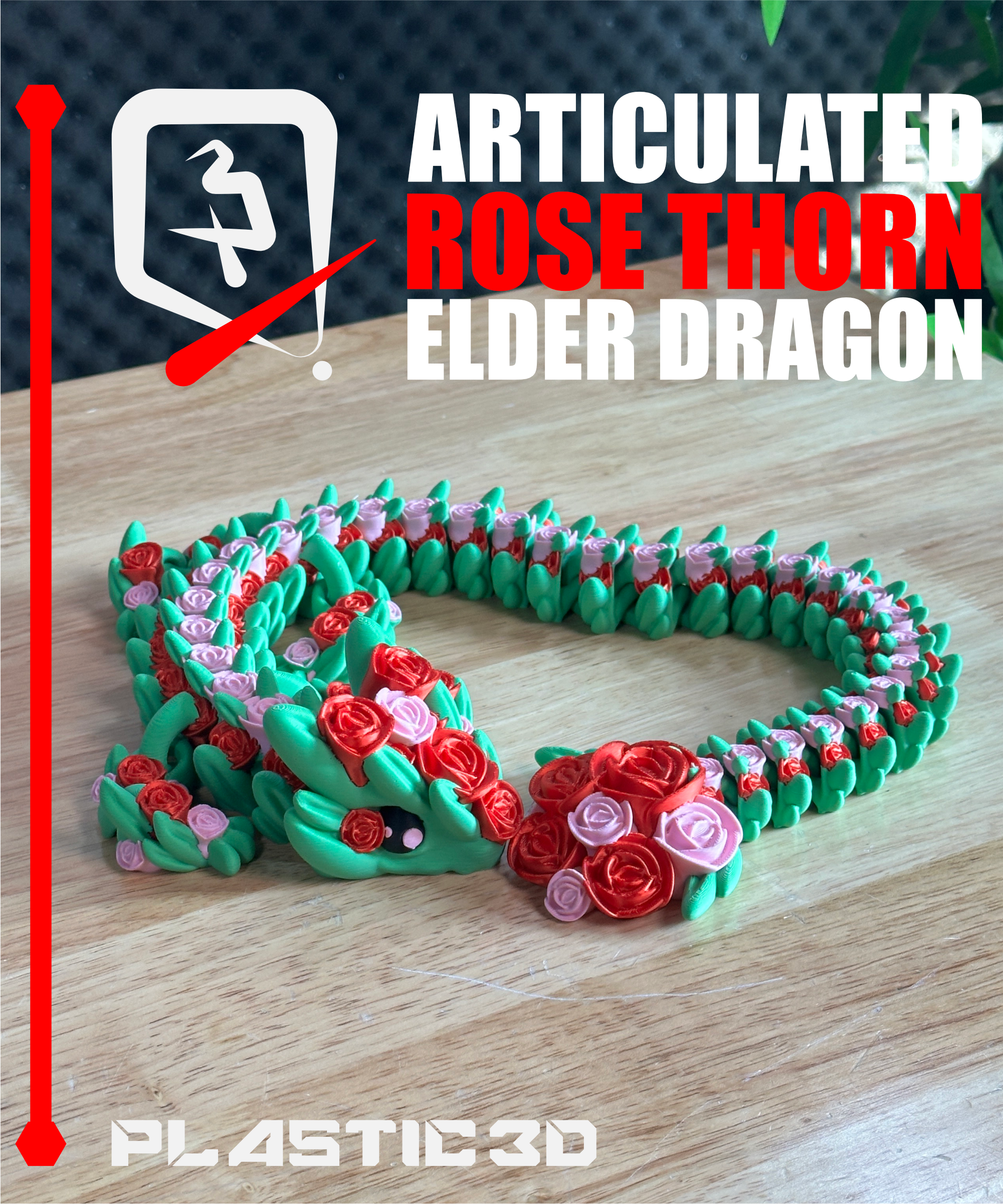 Elder Articulated Rose Dragon — The Flora Guardians 3D 3MF Model — view 4