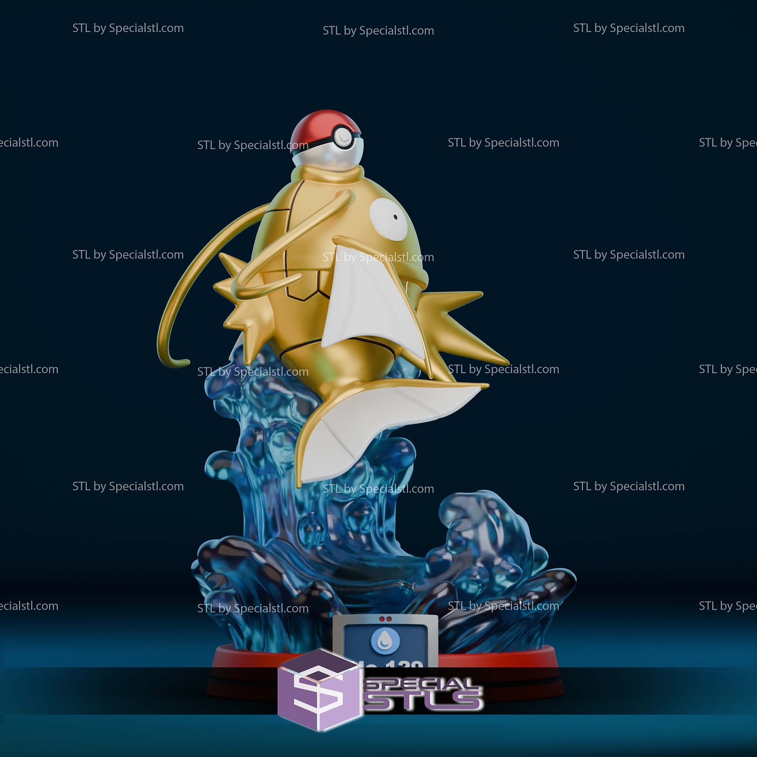 Magikarp Pokemon Diorama Sculptures 3D Printing STL Model — view 3