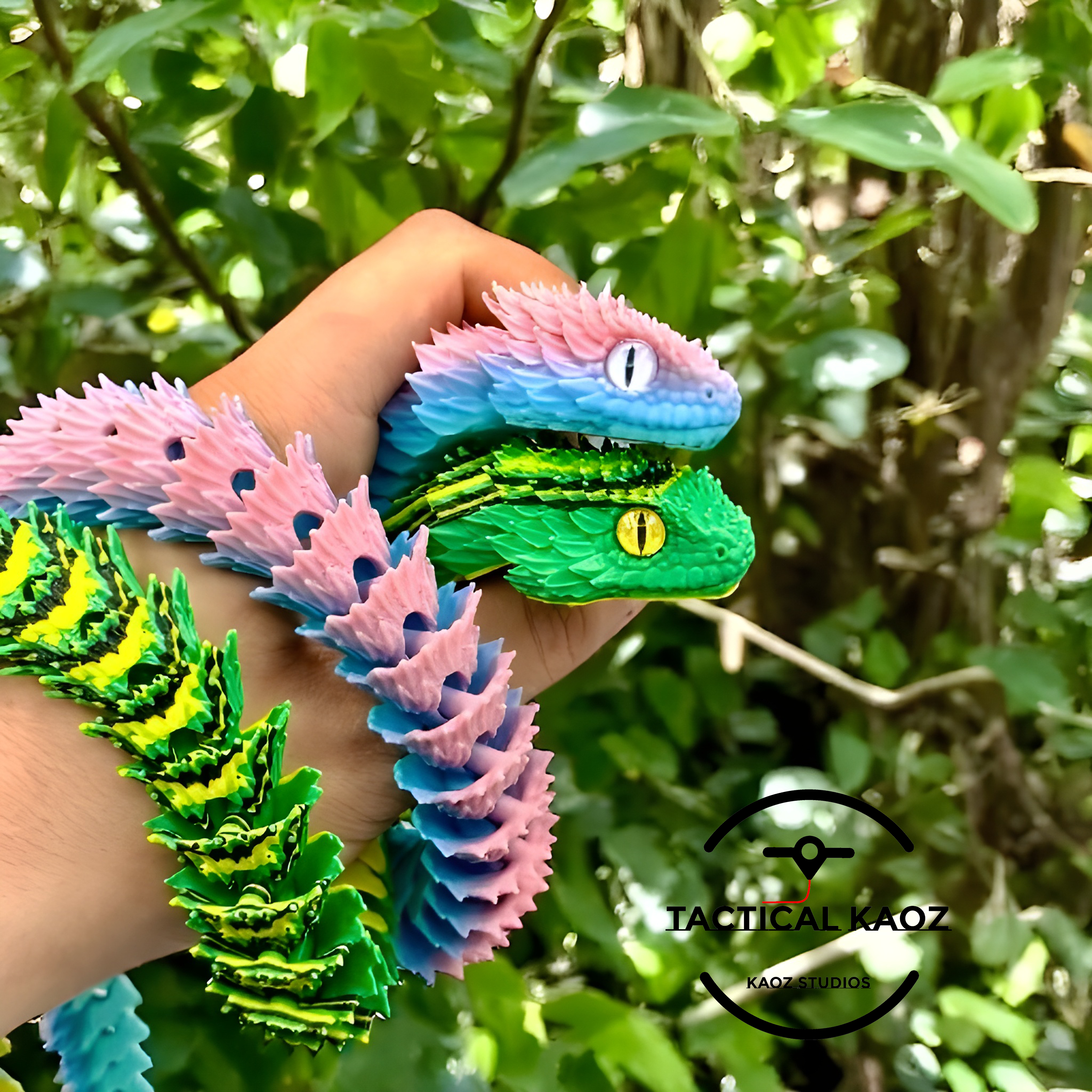 Articulated Bush Viper Snake | Pre-Painted + Optional 8mm Glass Eye Version 3D STL Model — view 2