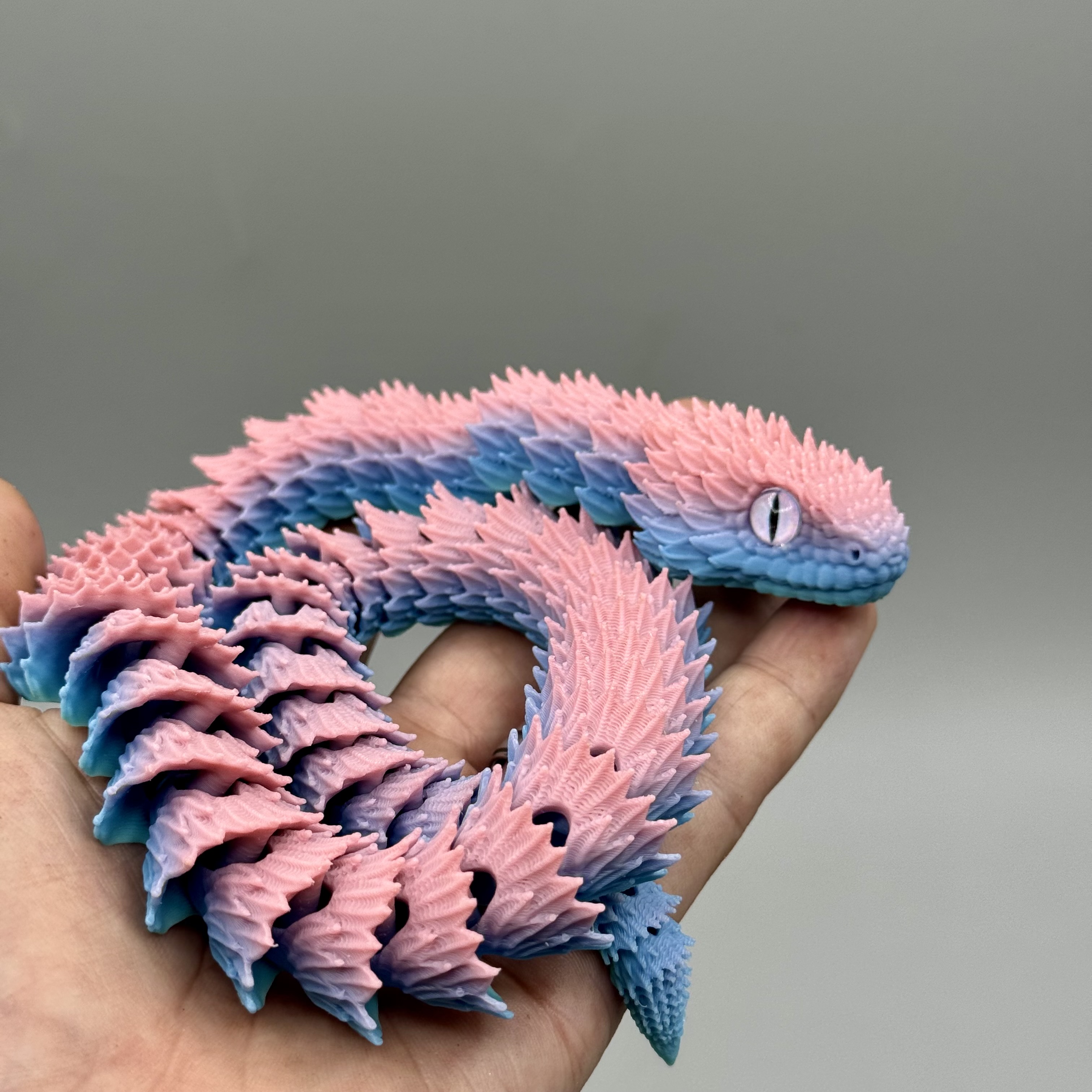 Articulated Bush Viper Snake | Pre-Painted + Optional 8mm Glass Eye Version 3D STL Model — view 6