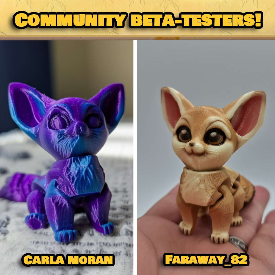 Fennec Fox - Desert Animal - Articulated Flexi Toy - No Supports 3D Print STL/3MF Model — view 3