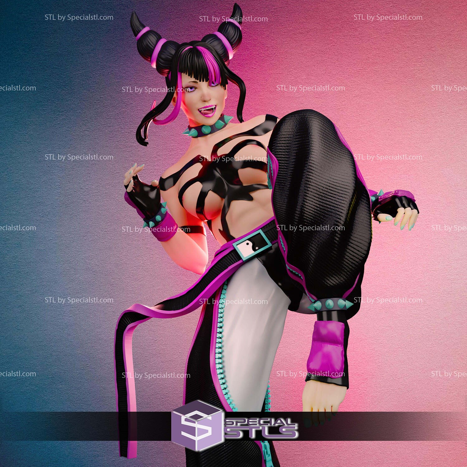 Juri Han Street Fighter Kick STL Files 3D Model — view 3