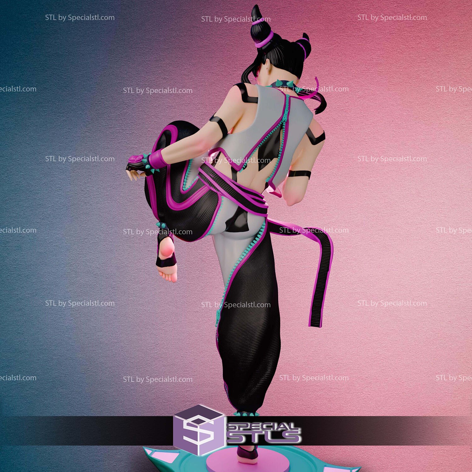 Juri Han Street Fighter Kick STL Files 3D Model — view 4