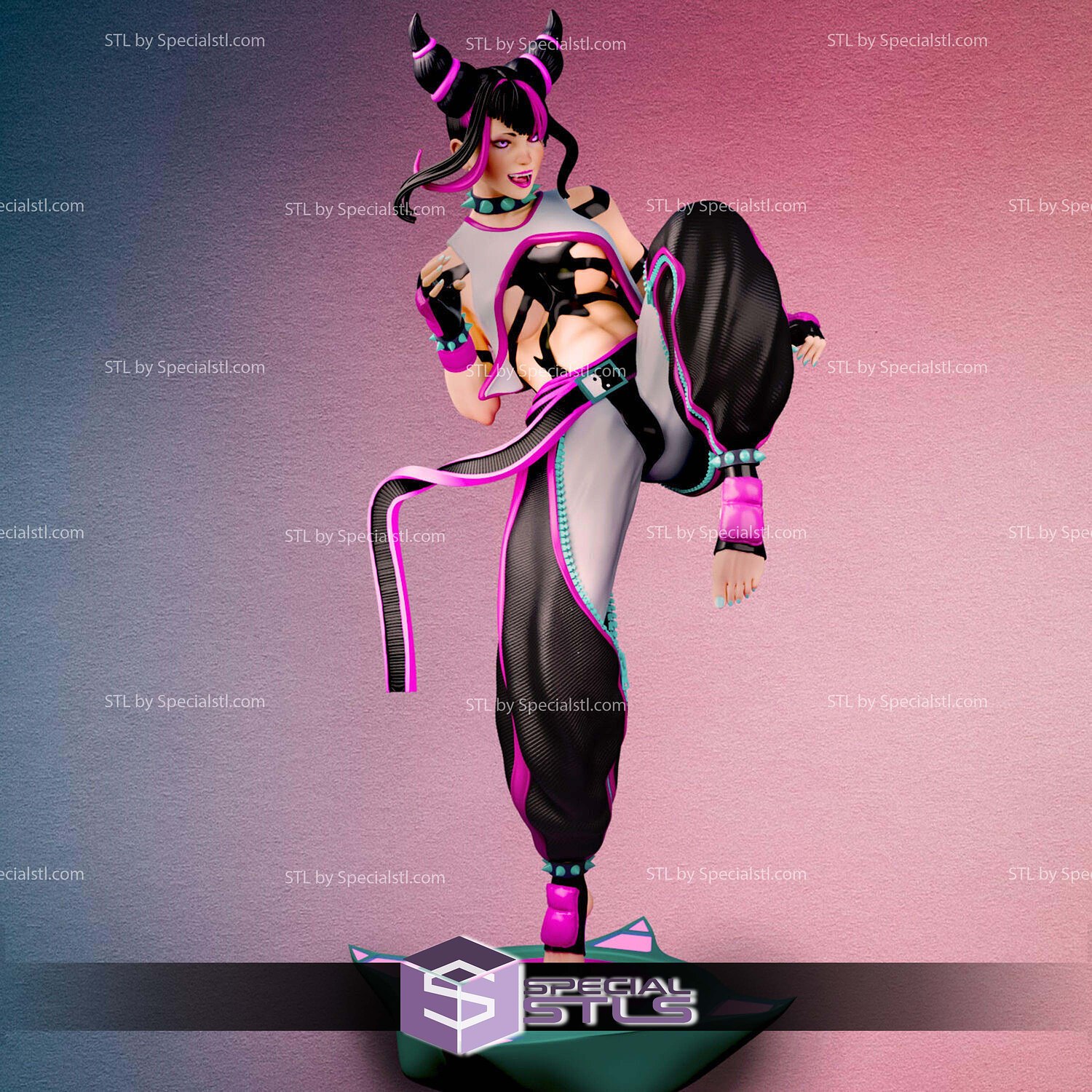 Juri Han Street Fighter Kick STL Files 3D Model — view 7