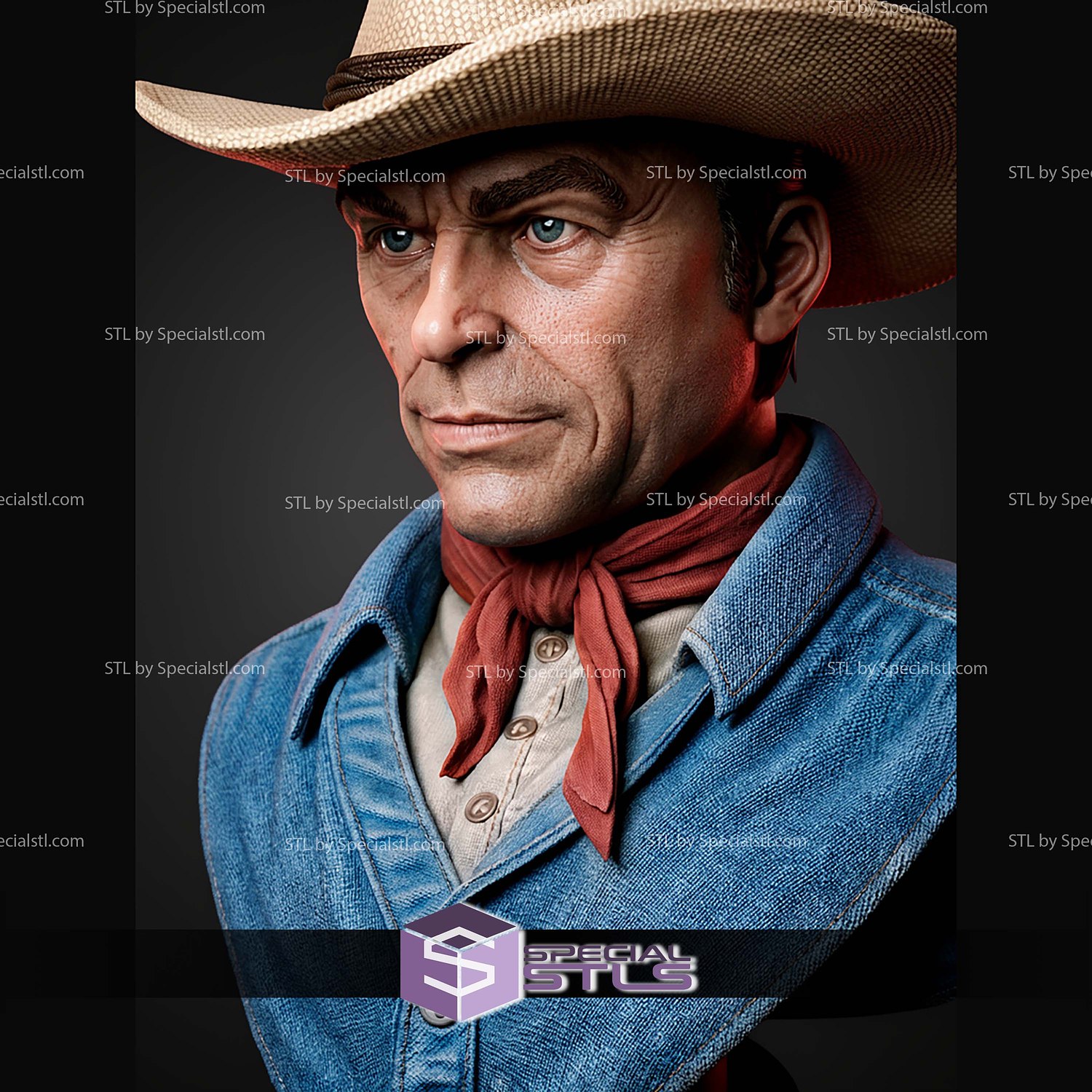Alan Grant Portrait Bust 285mm STL Files 3D Model — view 2
