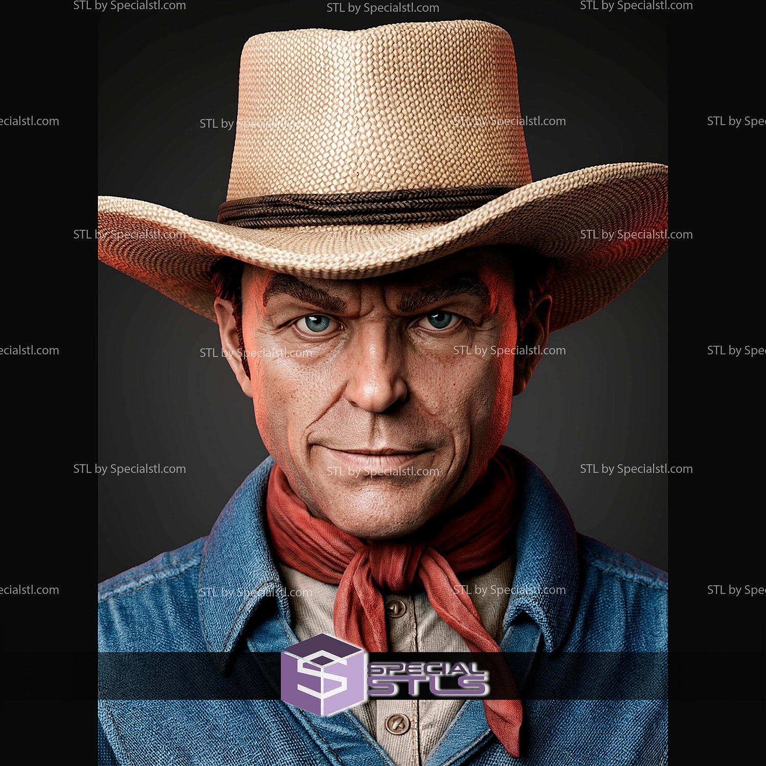 Alan Grant Portrait Bust 285mm STL Files 3D Model — view 3