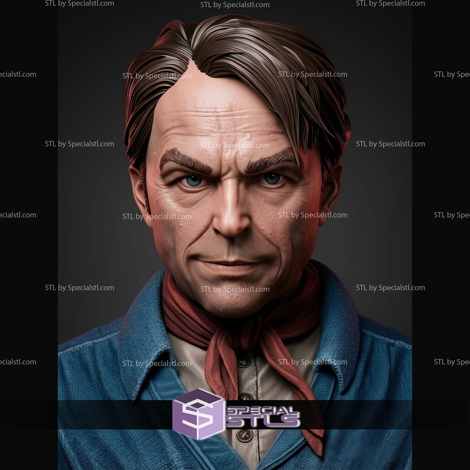 Alan Grant Portrait Bust 285mm STL Files 3D Model — view 4