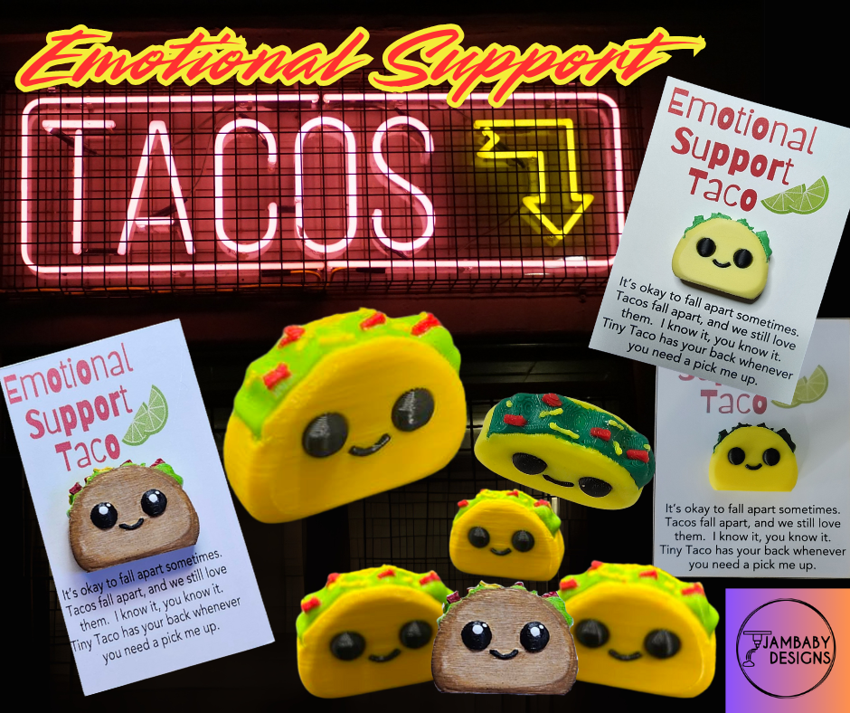 Emotional Support Taco- Encouragement Pocket Pet and Card 3D 3MF Model