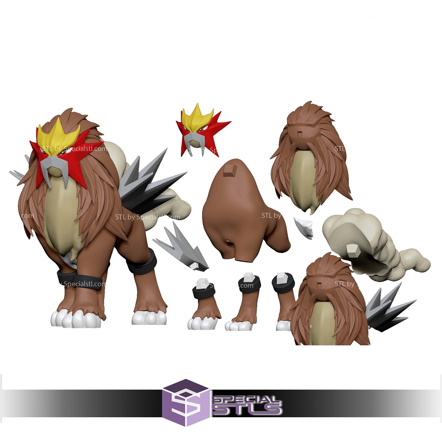 Life Size Entei Pokemon STL Files 3D Model — view 2