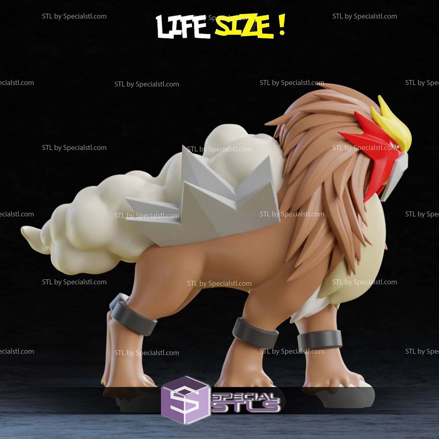 Life Size Entei Pokemon STL Files 3D Model — view 3