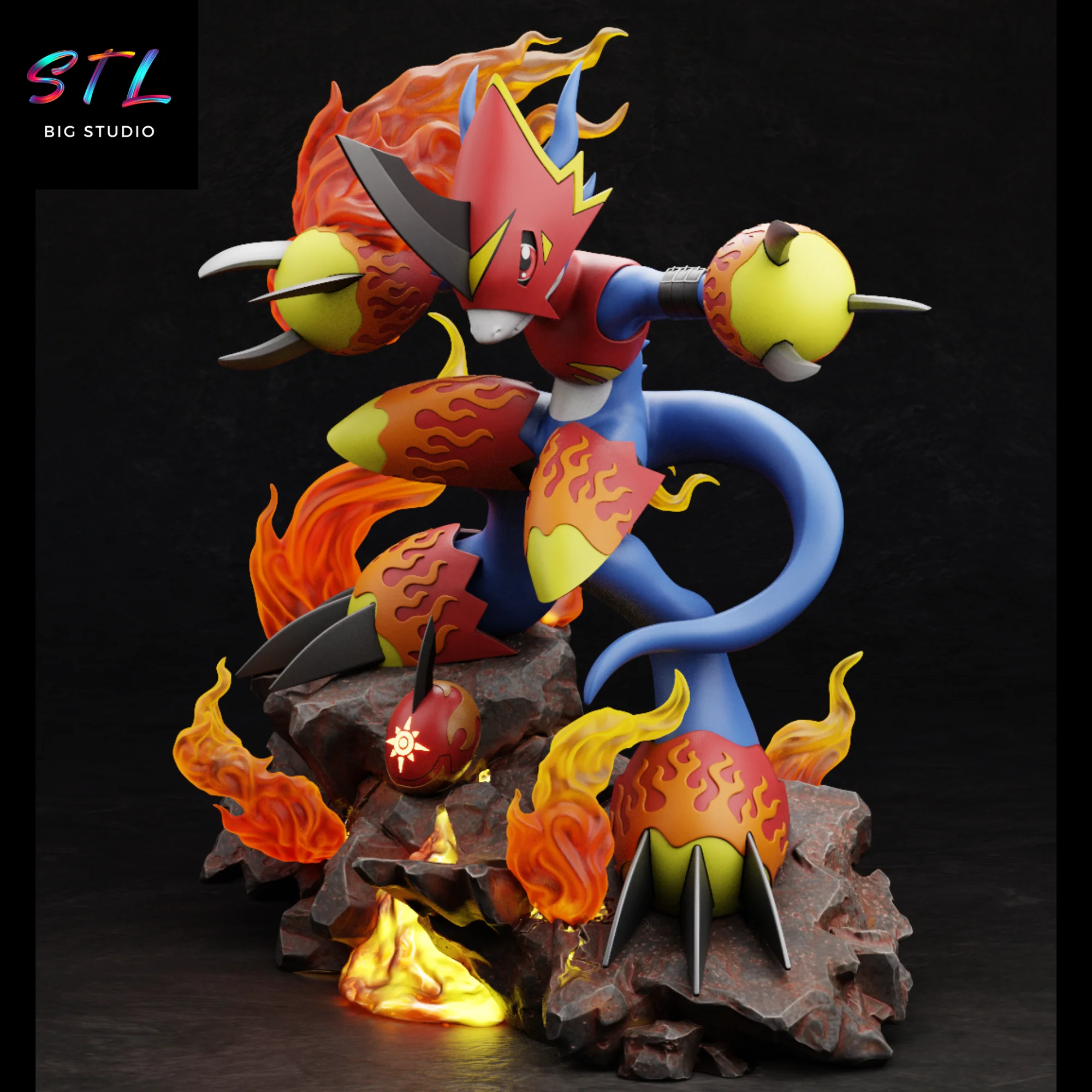 Flamedramon STL | Digimon | Figure for 3D Printing Model