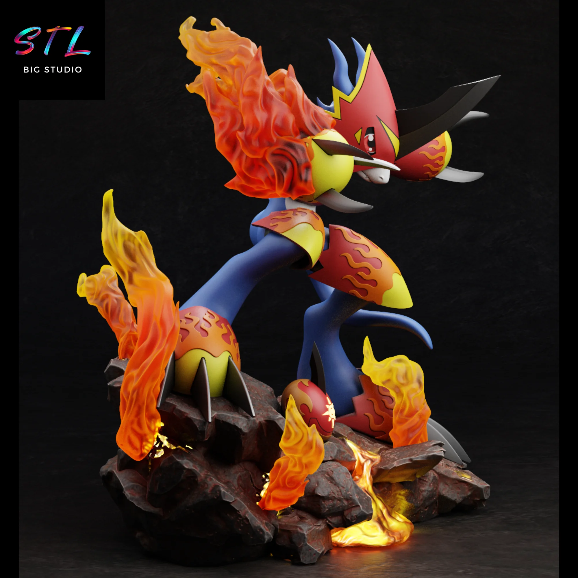 Flamedramon STL | Digimon | Figure for 3D Printing Model — view 3