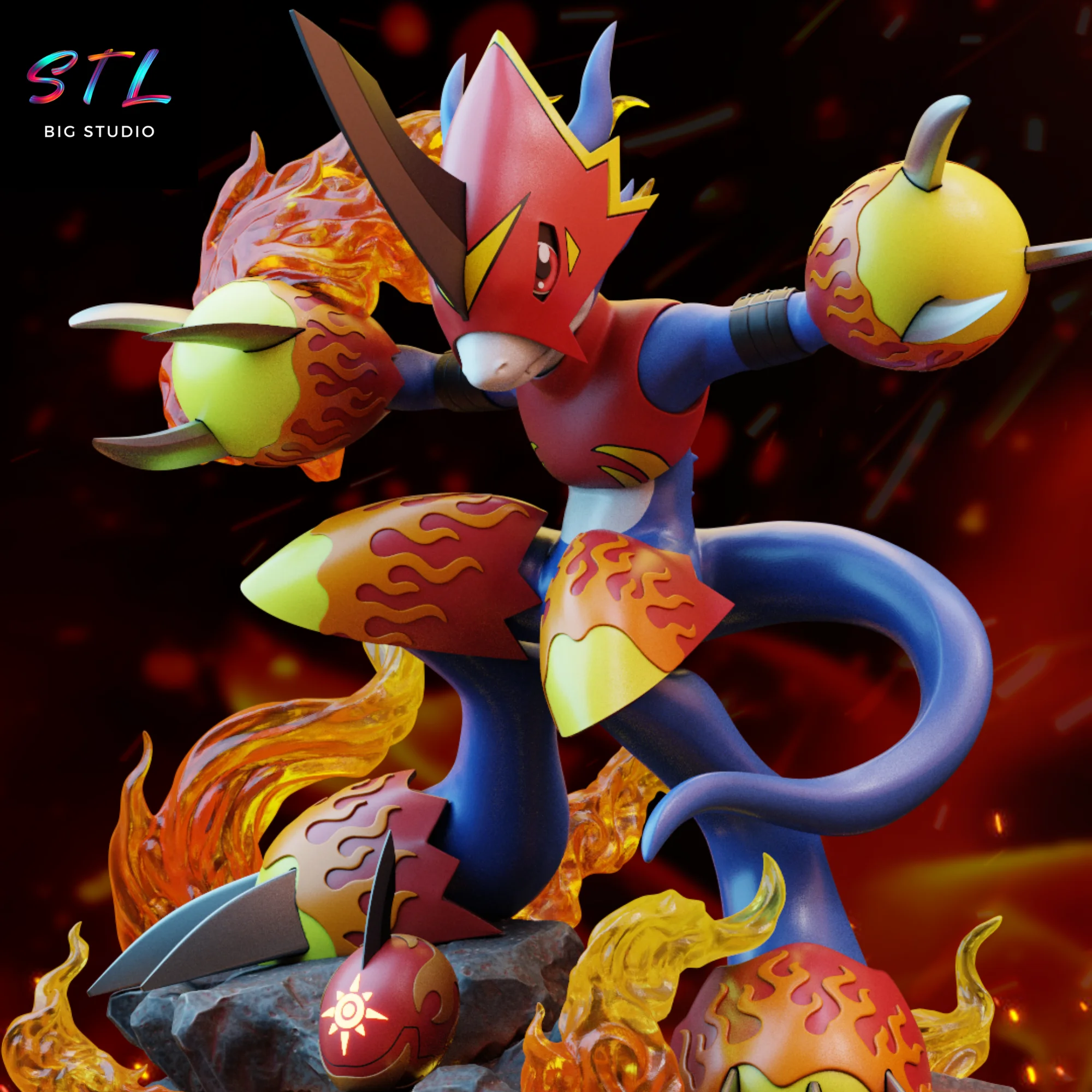 Flamedramon STL | Digimon | Figure for 3D Printing Model — view 5