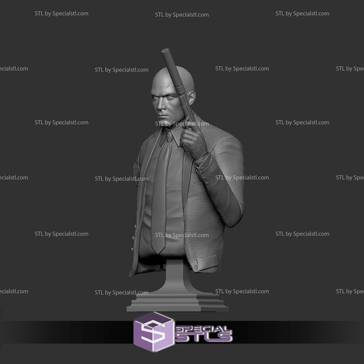 Agent 47 Hitman on Sofa Bust STL Files 3D Model — view 2