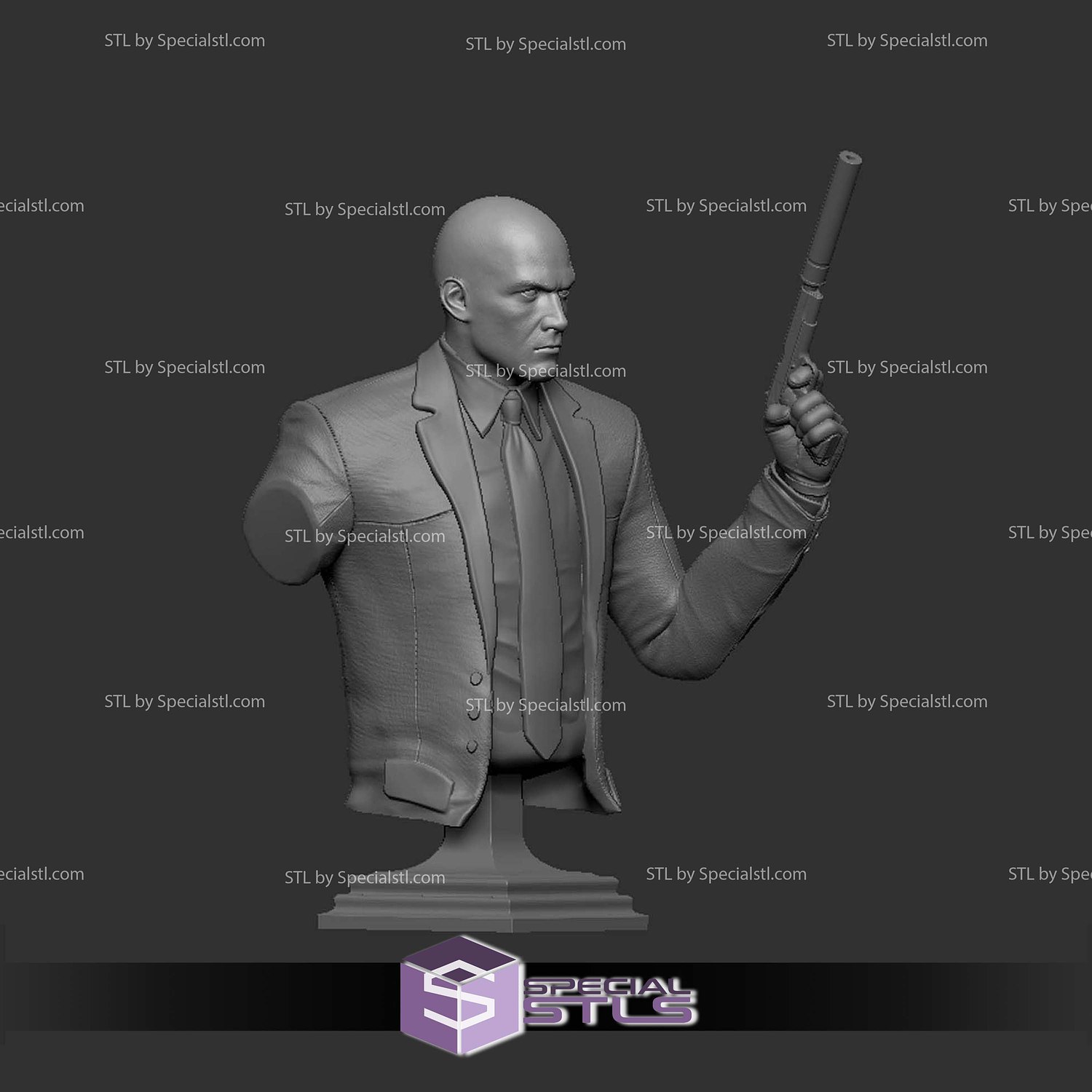 Agent 47 Hitman on Sofa Bust STL Files 3D Model — view 3