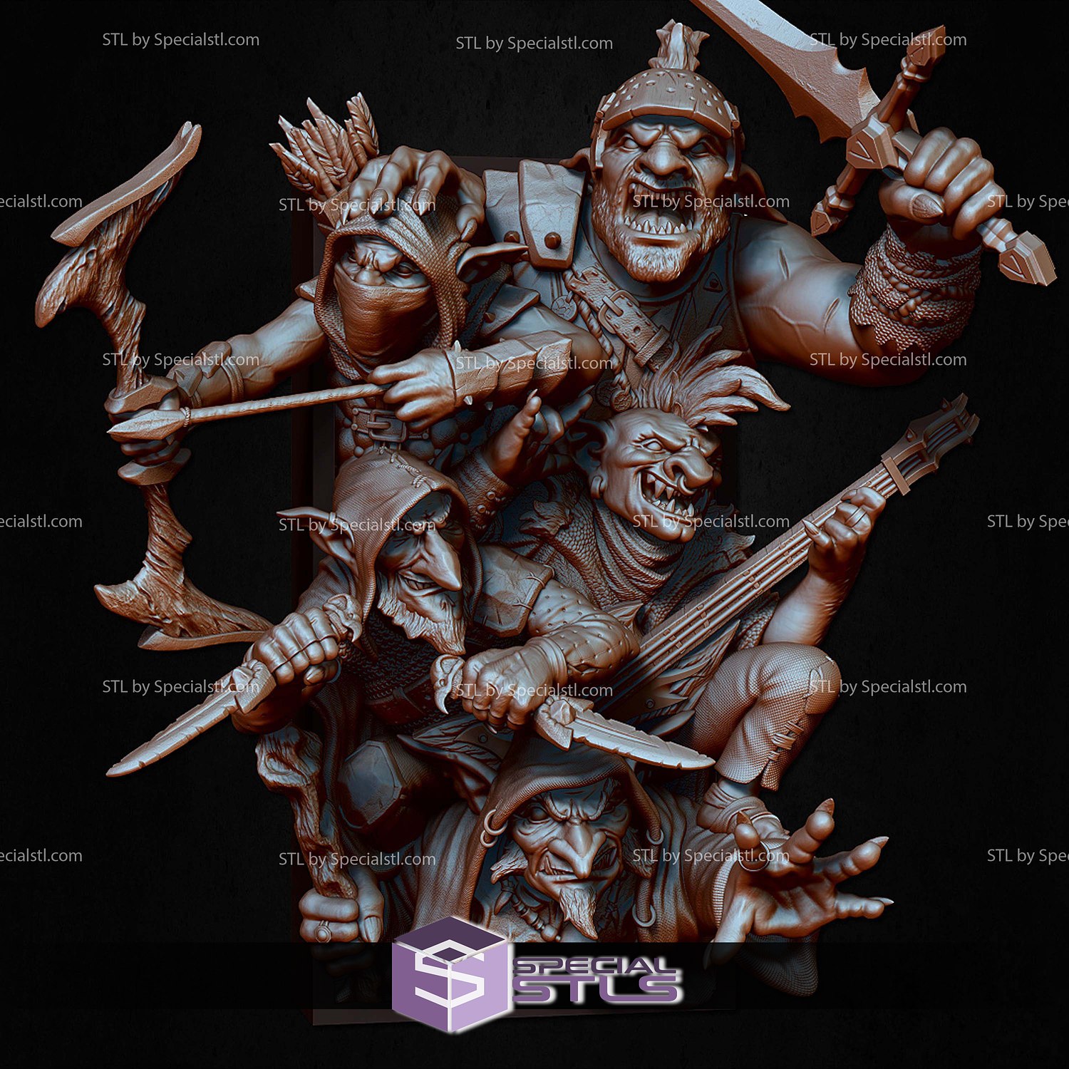 Book Nook Collection - Goblins Party Digital Sculpture 3D STL Model — view 2