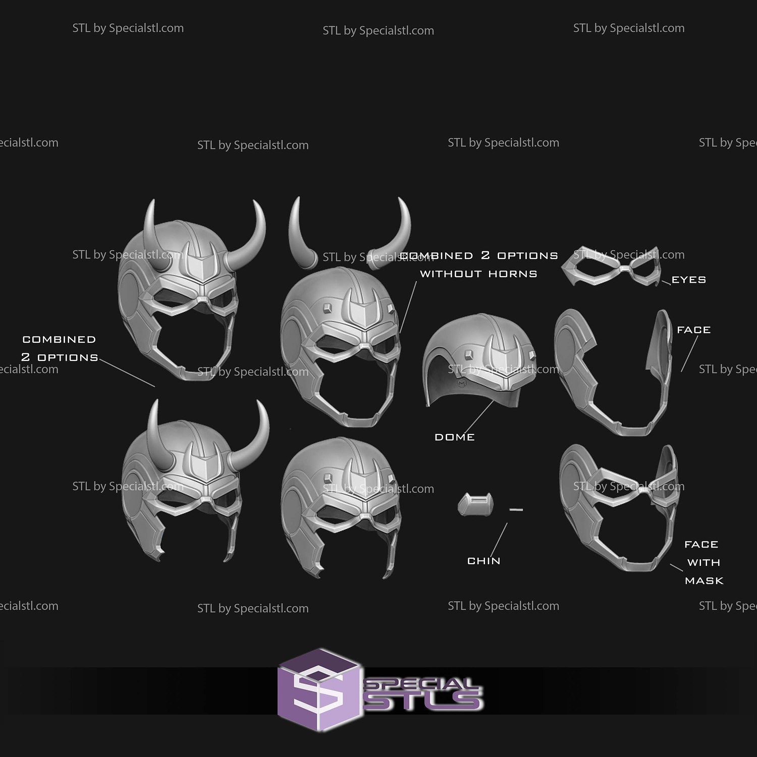 Cosplay STL Files Loki Helmet Variant 3D Model — view 2