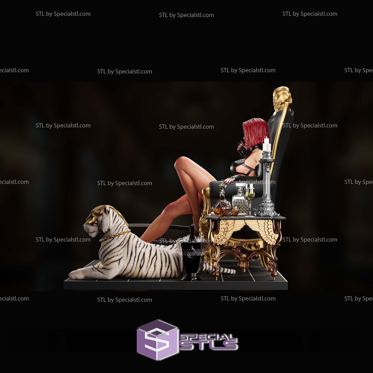 Blood Rayne on Throne STL Files 3D Model — view 3