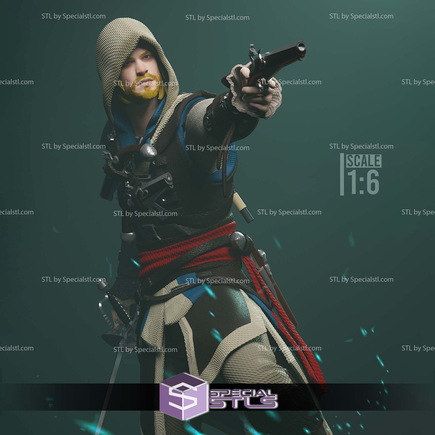 Edward Kenway Pointing Gun 3D Printer Files STL Model — view 2
