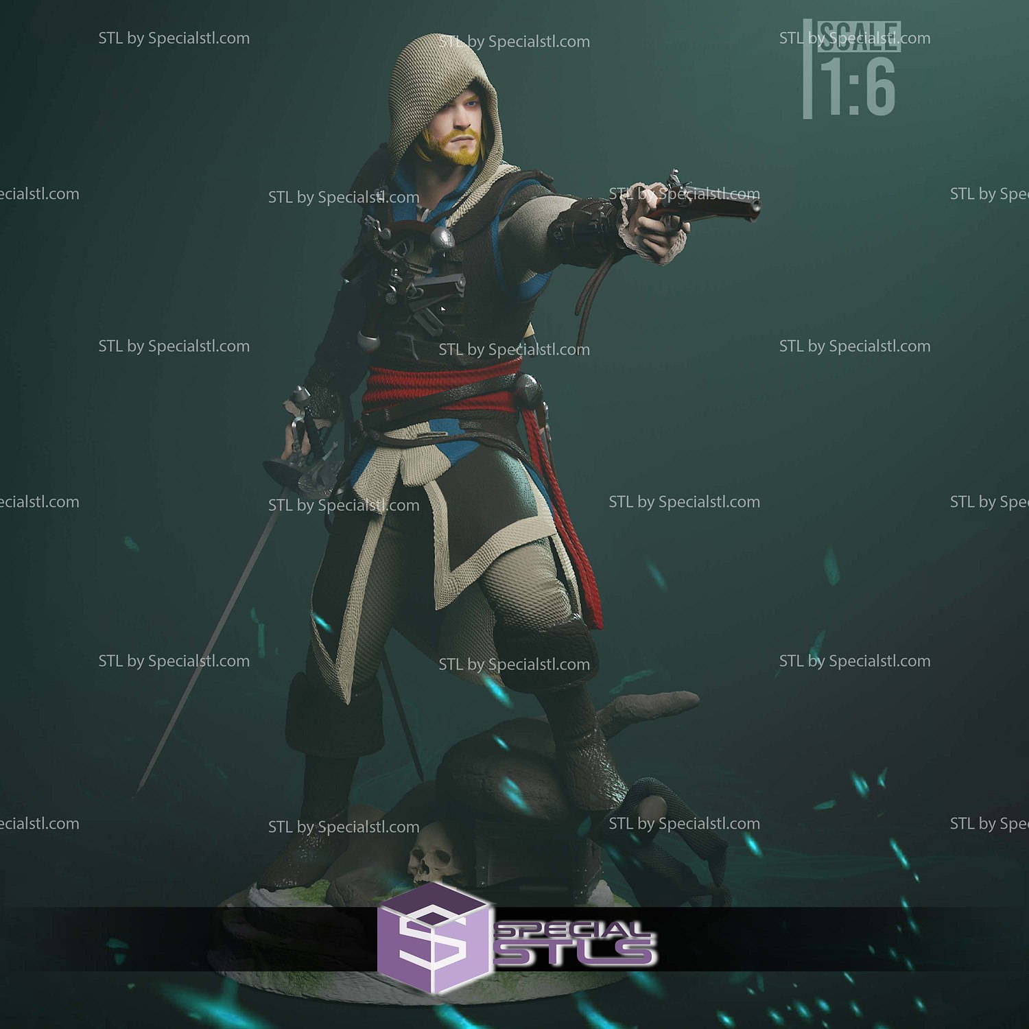 Edward Kenway Pointing Gun 3D Printer Files STL Model — view 3
