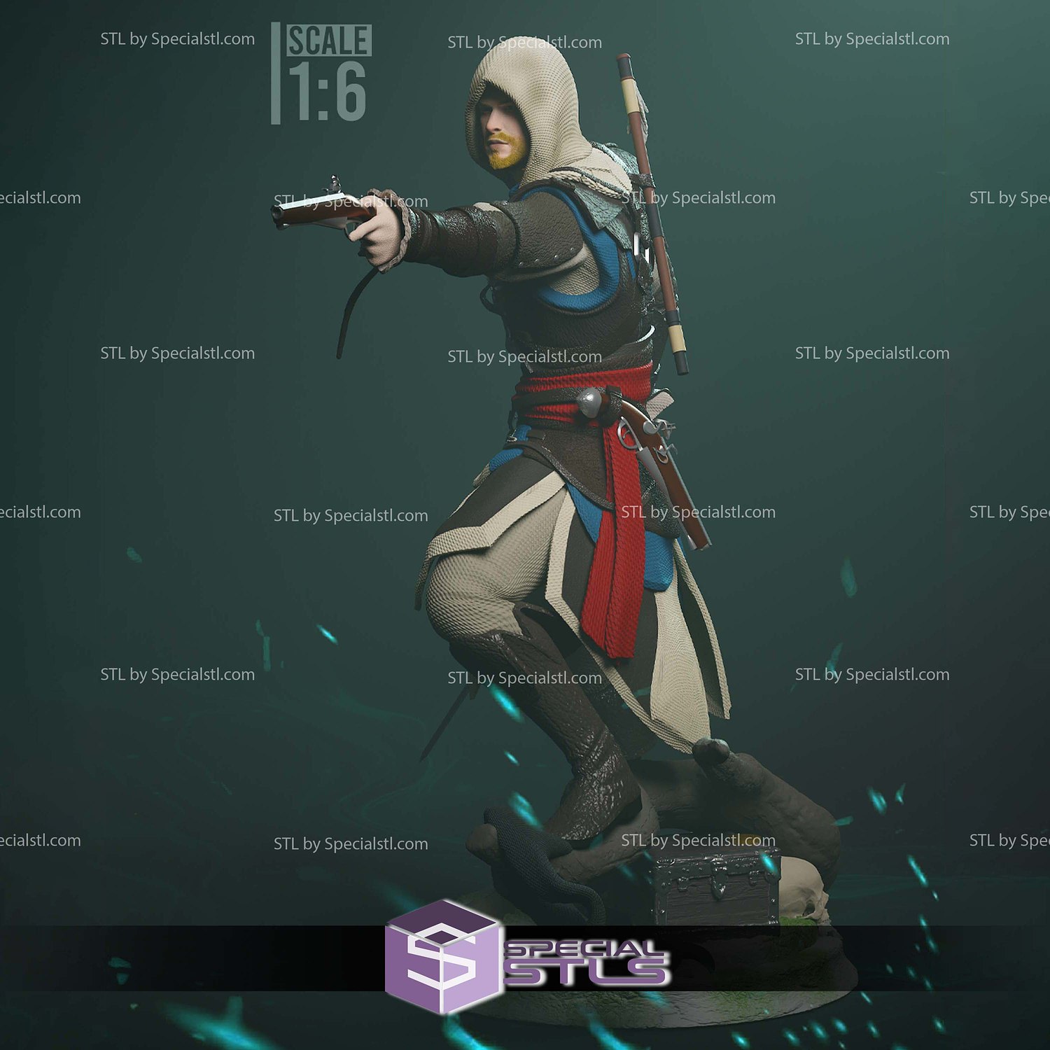 Edward Kenway Pointing Gun 3D Printer Files STL Model — view 4