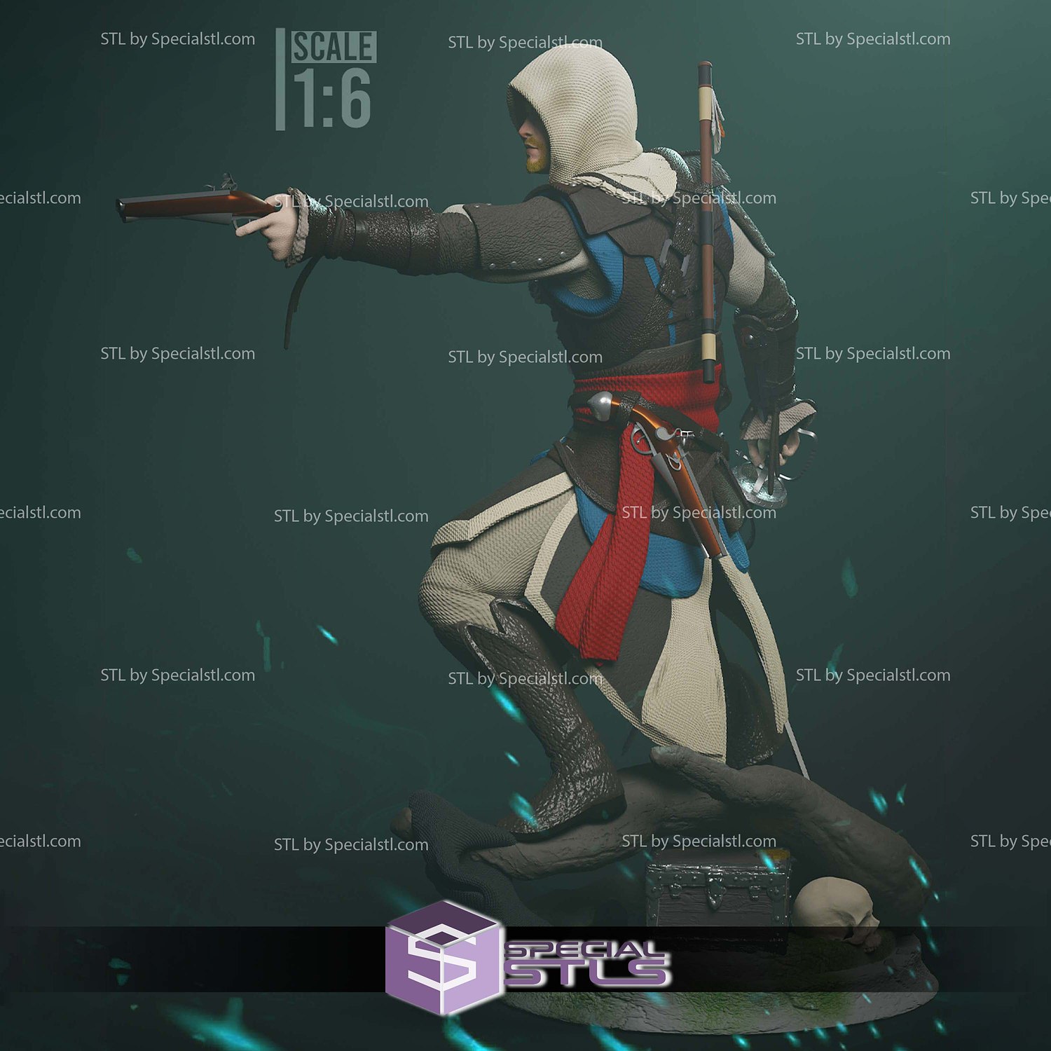 Edward Kenway Pointing Gun 3D Printer Files STL Model — view 5