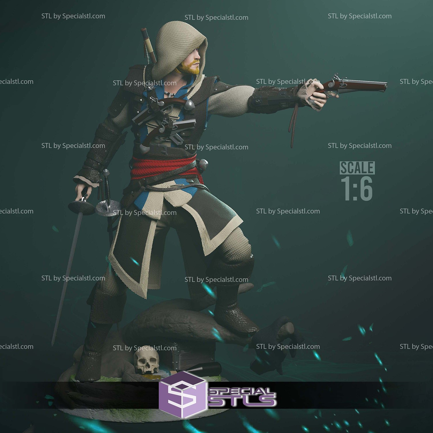 Edward Kenway Pointing Gun 3D Printer Files STL Model — view 7