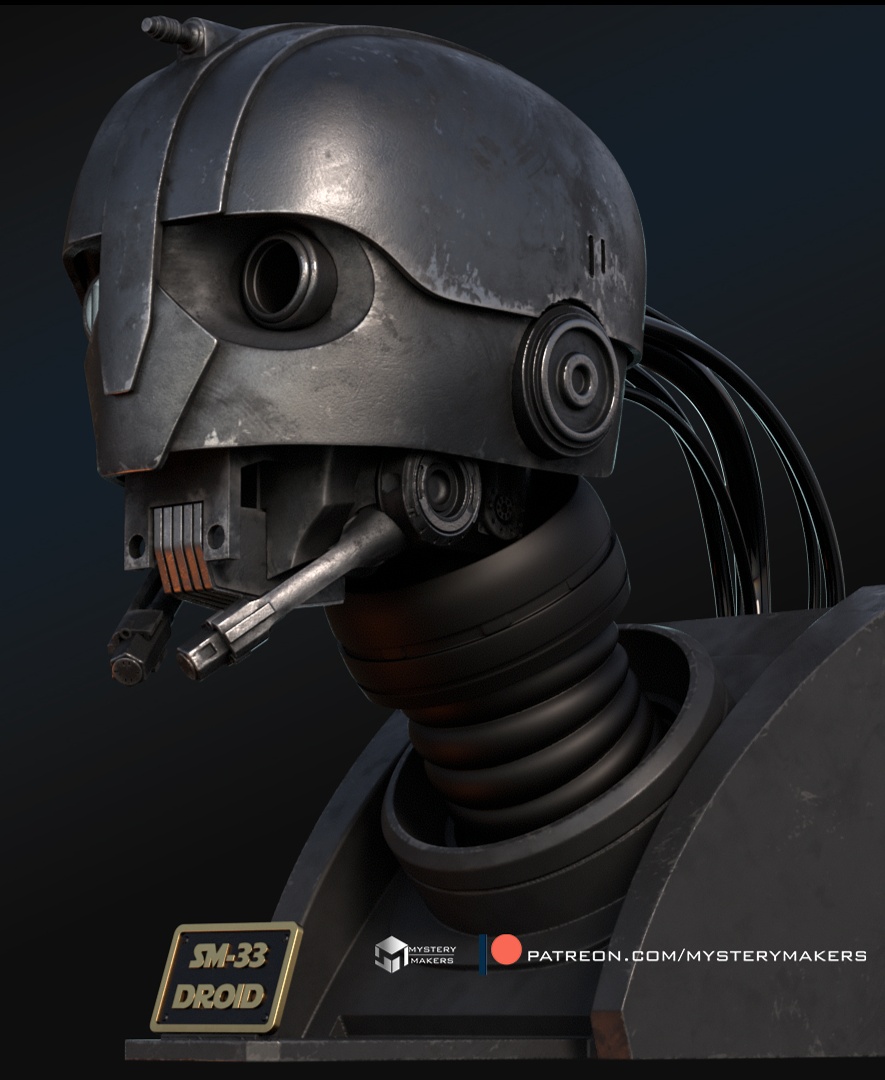 SM33 droid bust 3D STL Model — view 2
