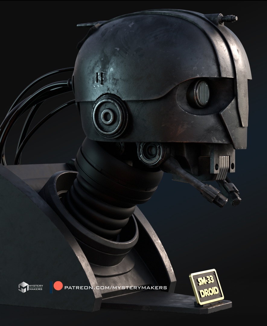 SM33 droid bust 3D STL Model — view 3