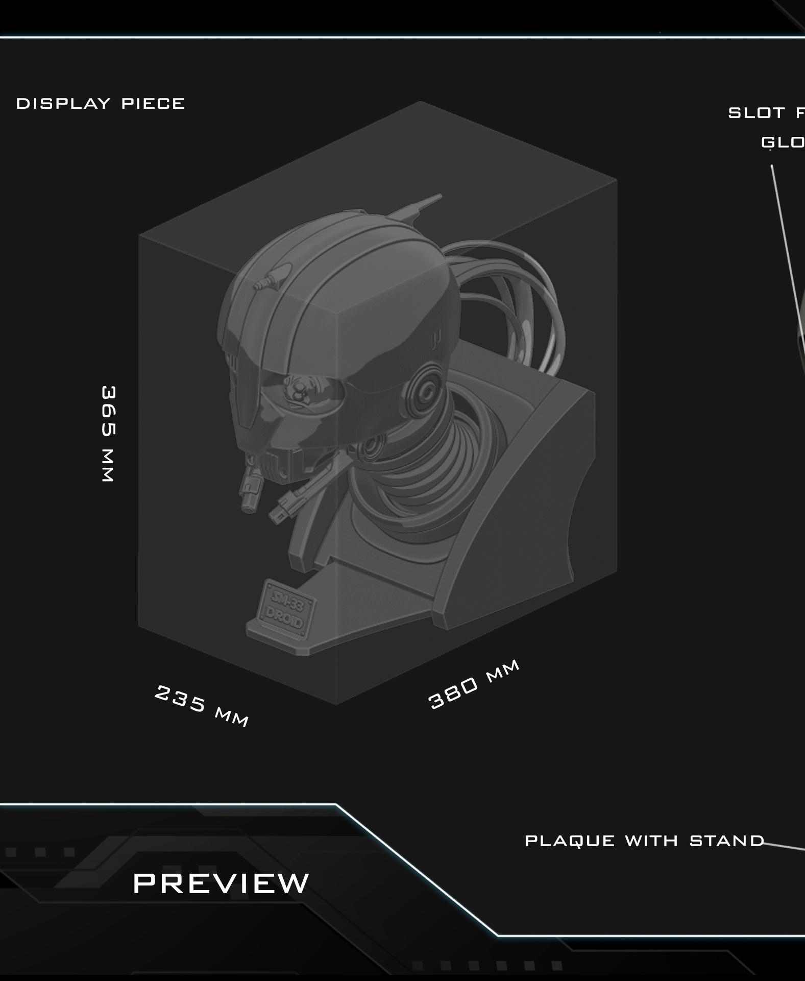 SM33 droid bust 3D STL Model — view 6
