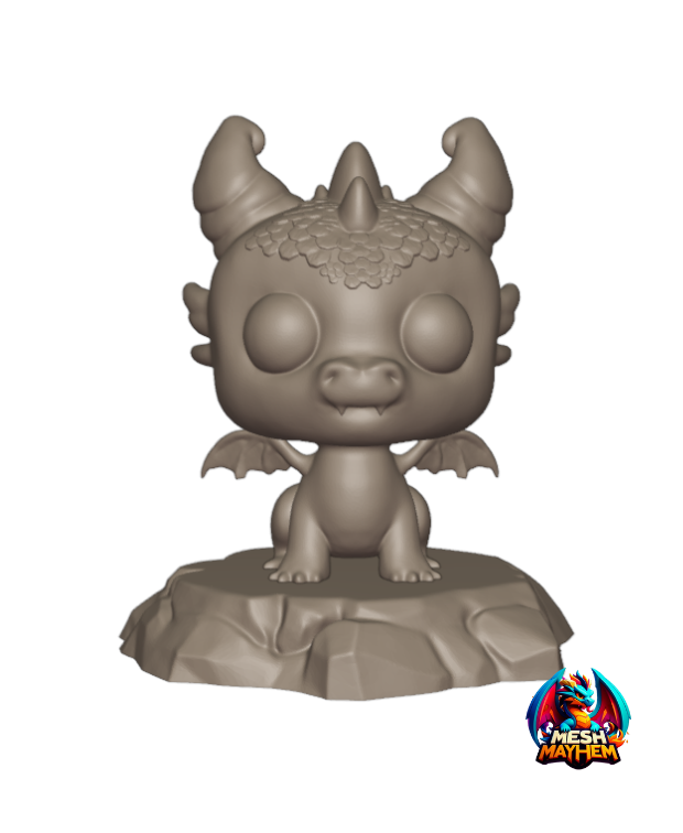 Cute Funko Dragon With Base 3D 3MF Model — view 2