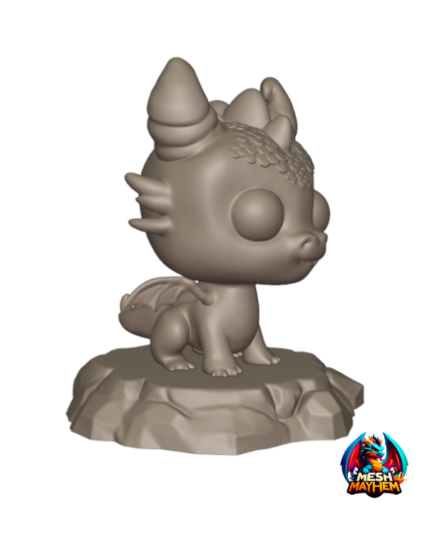 Cute Funko Dragon With Base 3D 3MF Model — view 4