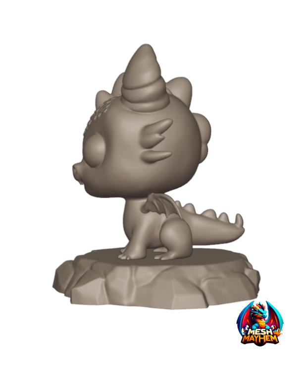 Cute Funko Dragon With Base 3D 3MF Model — view 5