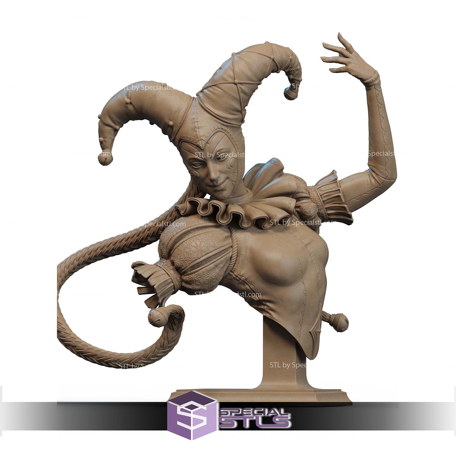 Jester Medieval Time Bust STL Files 3D Model — view 2