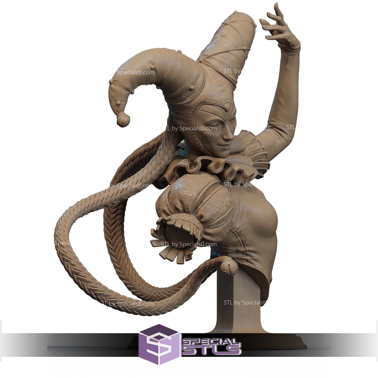 Jester Medieval Time Bust STL Files 3D Model — view 3